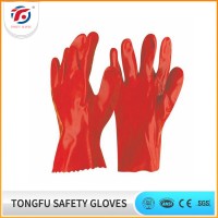 Tongfu brand factory price industrial safety products red pvc gloves